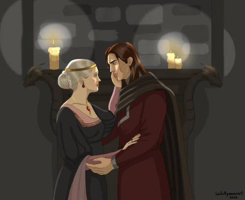 Rhaella Targaryen and Jon Snow by @chillyravenart From this close, she sees the hardships of his lif