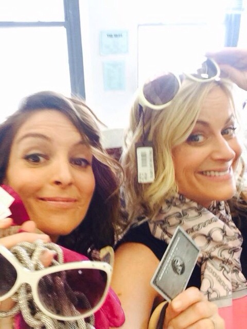 Another selfie of Tina and Amy with Seth’s credit card.