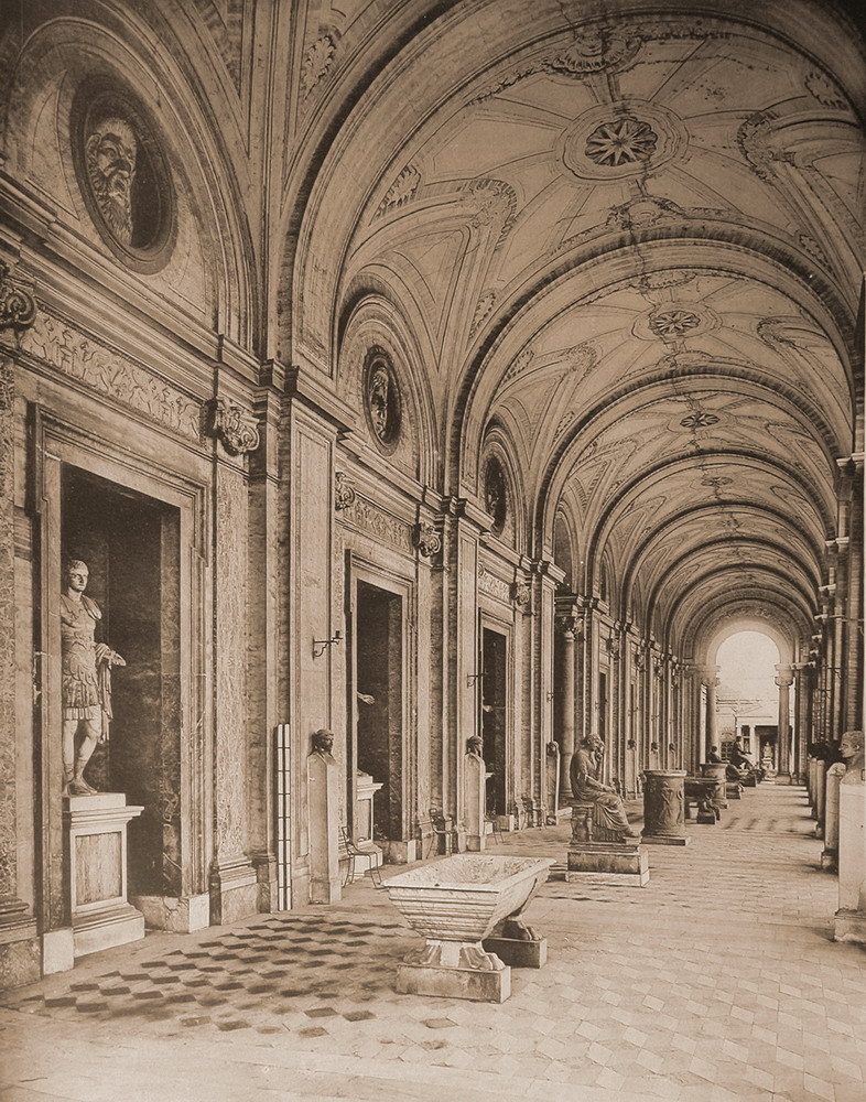 Inside the courtyard of the Villa Albani, Rome