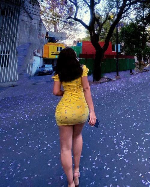 Yellow tight dress adult photos