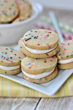 foodishouldnoteat:  Funfetti shortbread cookie sandwiches 