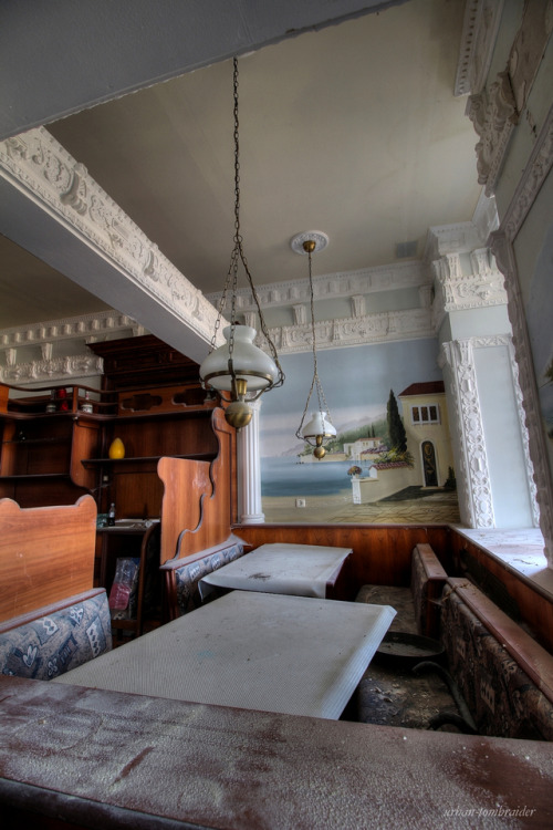 These remains of the clock in the clock tower made me a bit sad. Abandoned restaurant, Germany, 2018