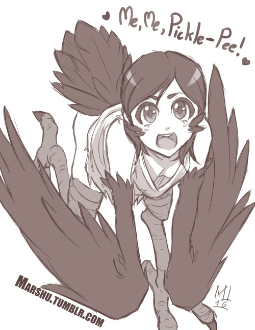 marshu:  Me, me, pump-a-rum. Sweet invisible crow angel from Dark Souls 3, her voice is soooo cute ~ <3 *chirping intensifies*   Crow-chan <3