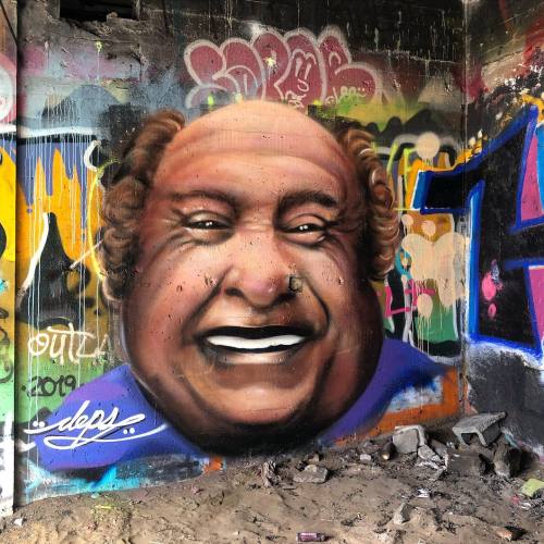 #dannydevito by #deps at the #abandoned base. ✨✨✨&hellip; &hellip; #montreal #montrealgraffi