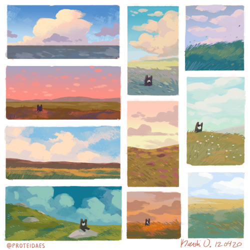 proteidaes:Back at it with freestyle speedy paintings! Lots of soothing colors this week using no pr