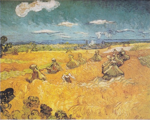 Wheatfield with Sheaves and Reapers, Vincent van Gogh, 1888