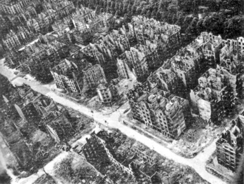 Hamburg, Germany after the allied bombings, 1944 or 1945. The city was fire bombed as part of Operat