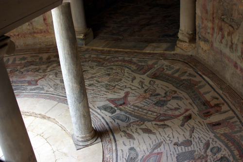 via-appia:Semicircular atrium, Villa Romana del Casale, Sicily.Roman, early 4th century AD
