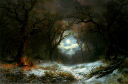 nigra-lux: VAN HAANEN, Remi (1821-1894) A Moonlit Winter LandscapePrivate CollectionEd. Orig. 