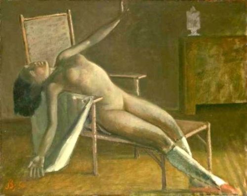 dolorisme:Nu sur une chaise longue (1950) - Balthus 