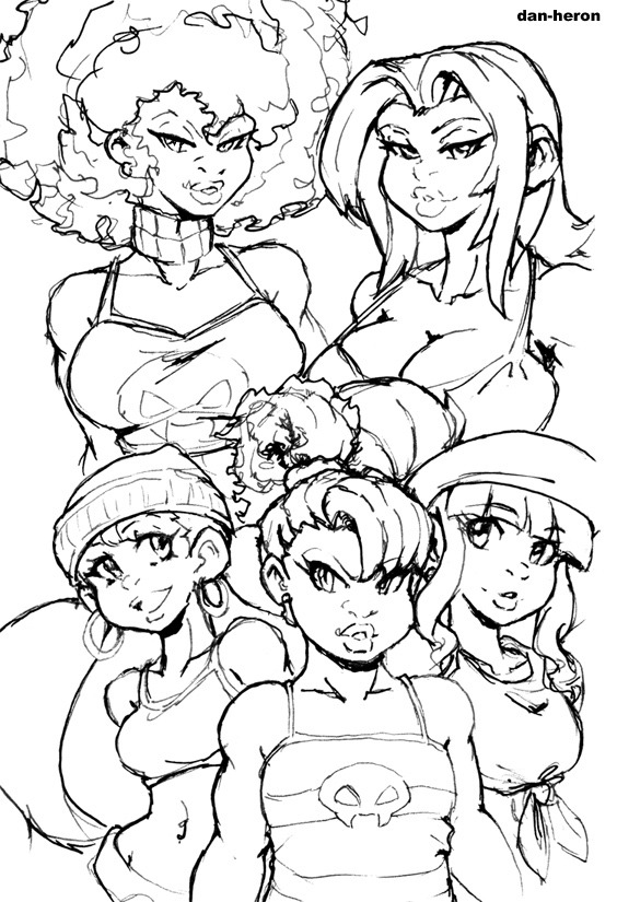 dan-heron: Put some ink to an old pic of the Donkey Kong Country ladies, human version.