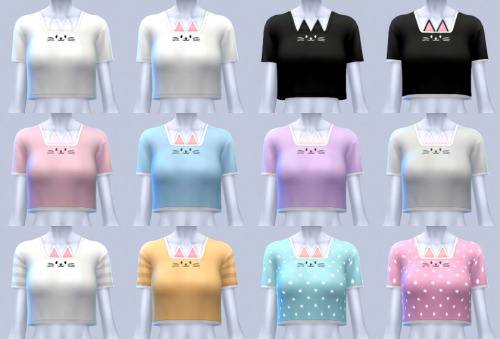 manueapinny:Meow meow (=^・ｪ・^=) Cat crop tops. I made from this reference ^^ Teen to elder12 Swatche