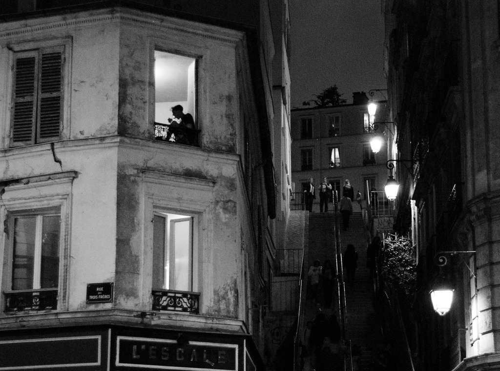 the-night-picture-collector: Daniele Sartori, A Guy sitting at the Window and Lighting up a Cigarett