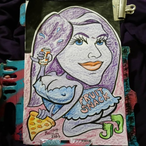 Caricature of my girlfriend as a fruit snack.
