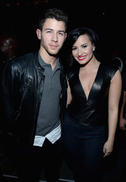 jobrosnews:  Nick Jonas and Demi Lovato attend