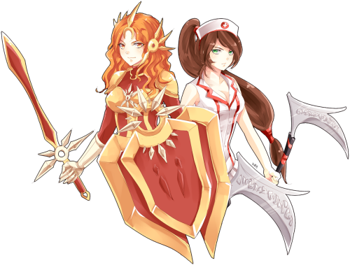 league-of-legends-sexy-girls:  Commission: Leona and Nurse Akali by urusai-baka 