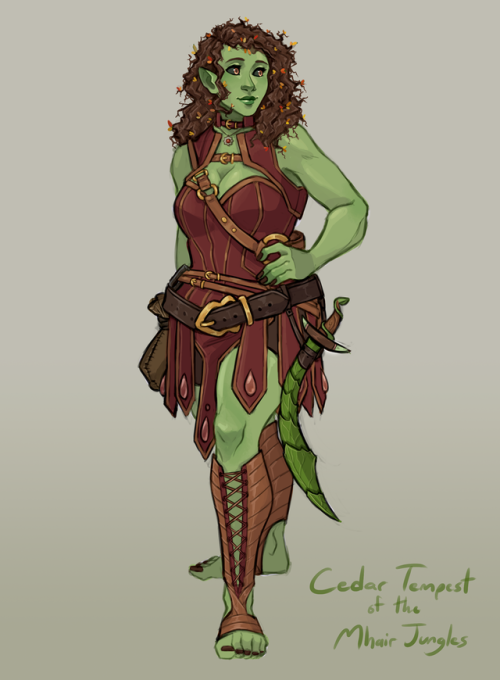 my friend @nocturnalvisionary​ ‘s d&amp;d half-dryad druid character, Cedar!!! she was really fun to