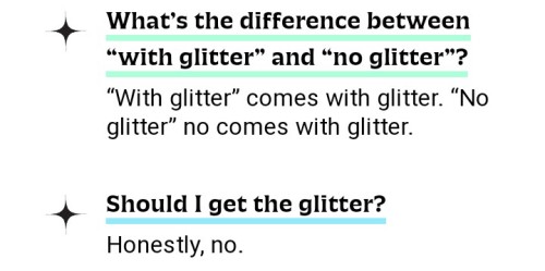 uristmcdorf: seshrat:  seshrat:  so the cah pride pack has options for buying it “with glitter" and “without glitter” and knowing cards against humanity they just tip like 3 tablespoons of fucking glitter into the pack of cards and send it