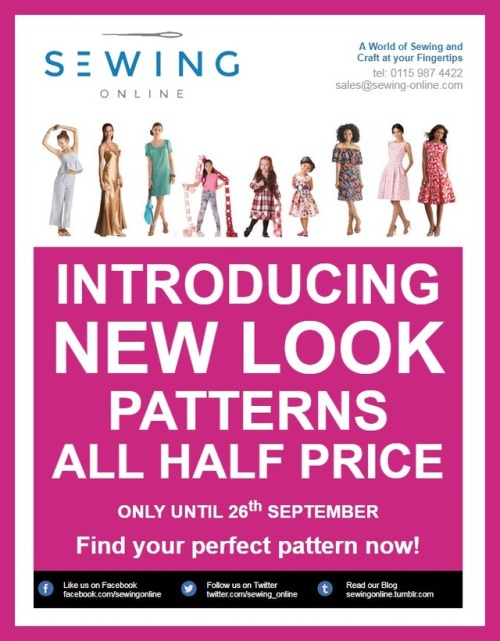 We have started to stock New Look sewing patterns and they are ALL half price until 26th September! There are 300 to choose from! Question is…which ones will you be tempted by? Browse the patterns here –> http://bit.ly/2eUA0nA