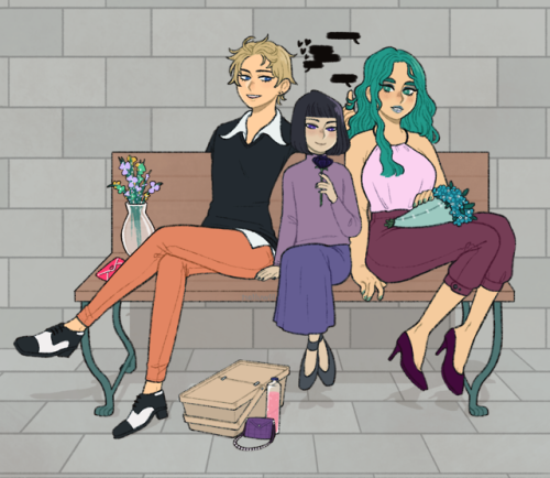family picnic i love the idea that like. these space lesbians adopt hotaru and haruka just showers t