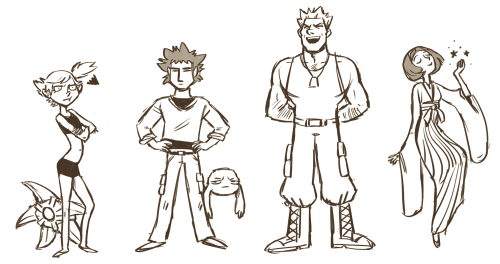 Felt like revisiting the first four gym leaders to see how I’d draw them now.