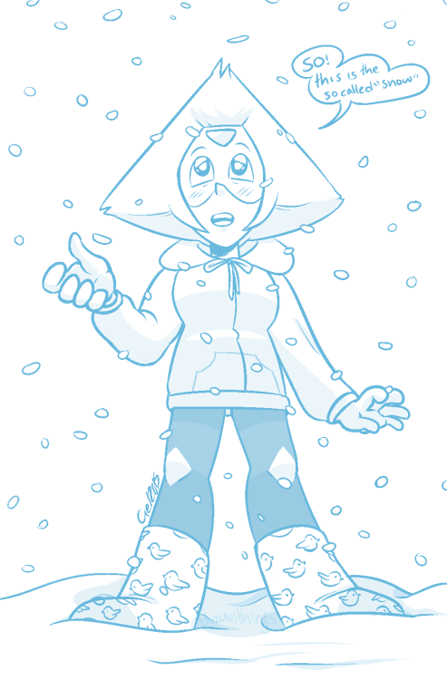 cldrawsthings:  Peri discovers snow! 