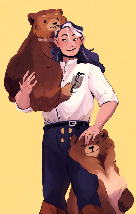 aldieb:classic-draws:Have some older Vex w/ her grand-cubs for the road [id: a digital drawing of ve