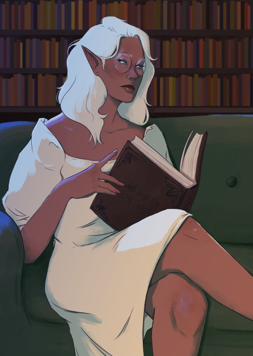 Sarai reading in the moonlight.This is my very first d&d character who I haven’t drawn since 201