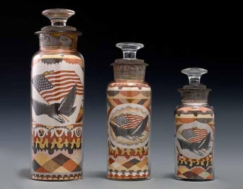 Andrew Clemens(1857-1894)He packed the intricate designs into hand blown glass bottles, using just p