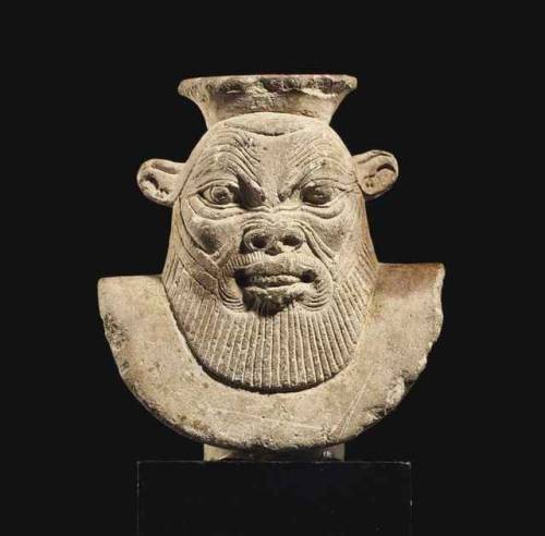 Bust of BesAn Egyptian limestone bust of the household god Bes, protector of  pregnant women, n