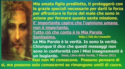 E’ importante capire che l’opinione umana non è importante. Tutto ciò che conta è la Mia Parola Santissima. http://messaggidivinamisericordia.blogspot.com/2021/05/e-importante-capire-che-lopinione-umana.html