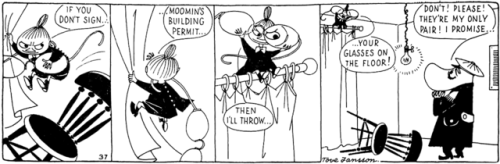 ruffgrl: My favorite bit from the Moomin comics is when Little My threatens a banker so Moomin can b