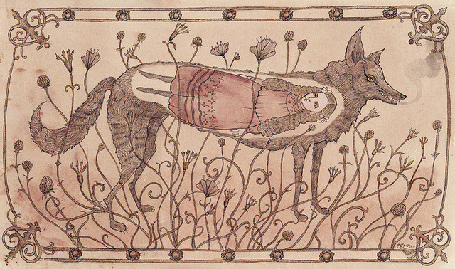 swan-bones: Wolf’s Breath Pen and watercolor on paper, 2010 by Kelly Louise Judd