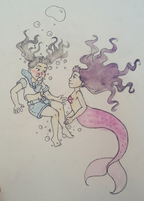 kawaii-rookie:A christmas gift I drew for @battysorciere! She wanted gay, meiling, and mermaids. So 
