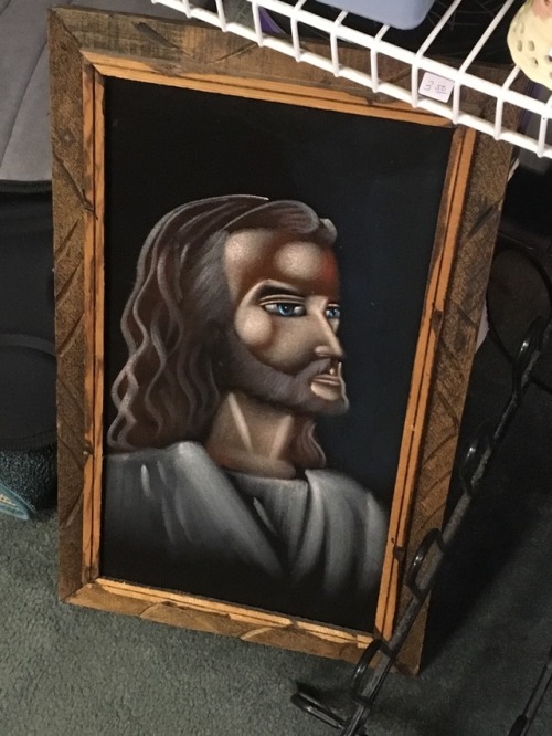 thriftstoreoddities:airbrush Jesus?  Chad Jesus