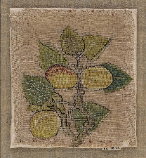 heaveninawildflower:Small embroidered panels (English, late 16th or early 17th century).1) Cherries 