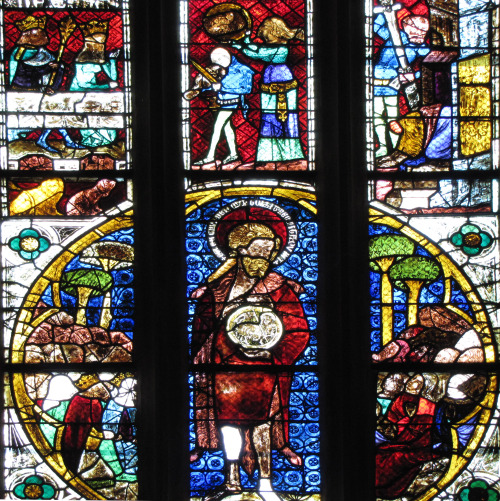 Vitrage scene from the life of St. John the Baptist in Collégiale Saint-Florent de Niederhasl