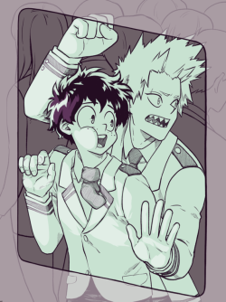 crestomancer-art:  “This train ride is wild, yeah? How are you feeling, Midoriya?”  “It’s…..an exciting commute today”