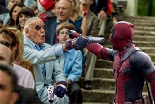 therealjacksepticeye:  the-hoody-geek:  Stan Lee’s cameo in Deadpool looks hype as fuck  YESS!!!!  All I want is Deadpool to recognise Stan Lee for who he is and destroy that 4th wall!   knowing deadpool~ I’m sure that will be the scene! <3