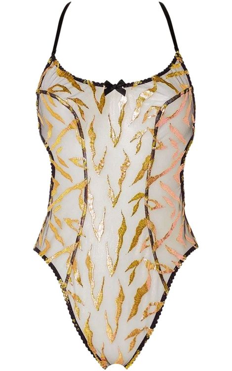 Agent Provocateur | Pawla • sheer bodysuit + Swiss metallic foil embroidery | Spring Summer 2022