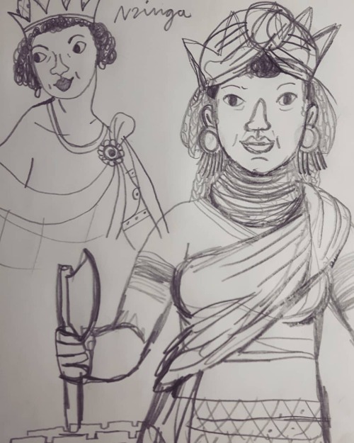 Doodles of Queen Nzinga for my master thesis #nzinga #rainhanzinga #capoeiraangola #capoeirasongbook