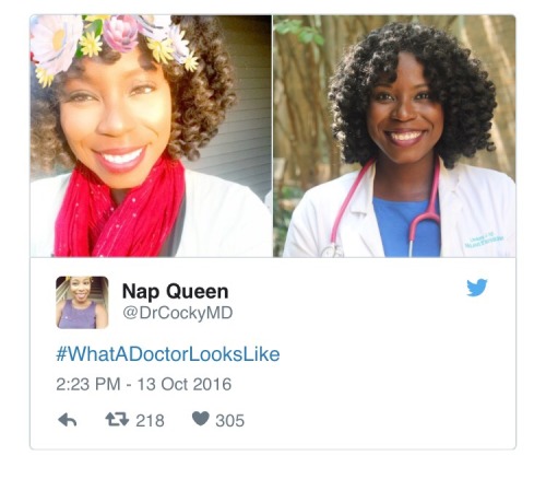 blackgirlsaregold:What a doctor looks like hashtag for Tamika Cross on social media