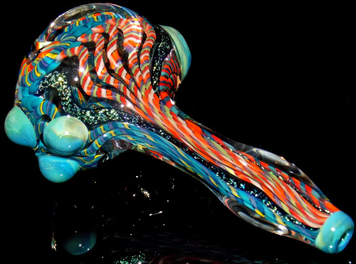 visceralantagonism:  The Star of Atlantis - Incredible Glass Art Pipe Heady Rainbow Latticino Dichro