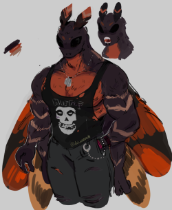 peachdeluxe:  I saw this post about death’s head hawkmoths looking like they have abs so I did… the obvious thing and made a buff goth moth   he’s the lead vocalist for a noise band and gives excellent hugs  patreon / ko-fi 