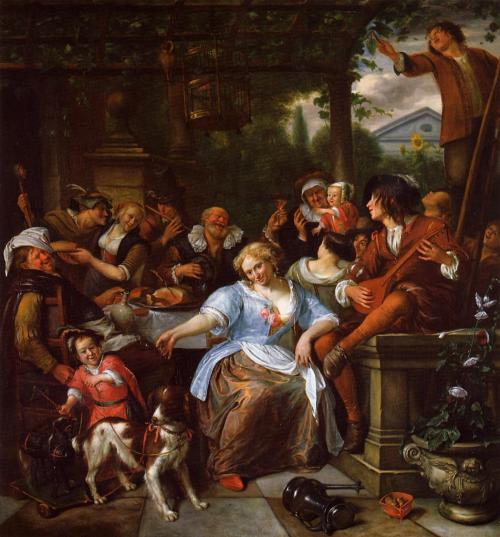 artist-jan-steen: Merry Company on a Terrace, 1675, Jan SteenMedium: oil,canvas
