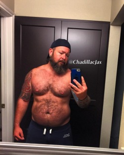 chadillacjax:  Post chest workout! #beardlife #beardedgay #musclebear #inkedgays #instafitness #thickfit #tattedmuscle #gaymuscle #chesticles #beardedmuscle  (at Staybridge Suites Indianapolis-Fishers)