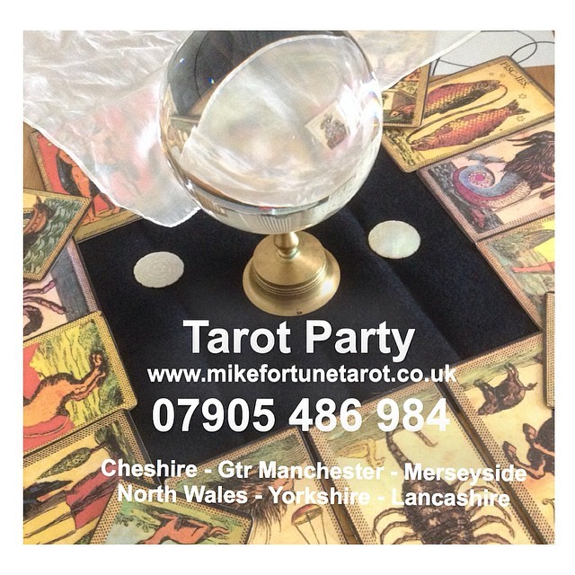<p>Get yourself a few friends together for an evening of Tarot Reading.

Each Person will have an individual private reading in the comfort of your own home.
You can choose to have Tarot Cards, Fortune Cards or a Palm Reading.

I usually provide readings over a period of 3 hours. So the number of guests and the time taken per reading is dependant on that. I can give you an estimate per person or as a one off fee for the evening all inclusive.

Call me or text me for more details on 07905 486984.

Areas covered are Cheshire Greater Manchester Merseyside North Wales Lancashire and Yorkshire
</p>