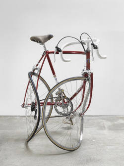 itscontemporary:  Alicja Kwade - Journey without arrival (road bike) - 2012   Bent bike 100 x 80 x 60 cm
