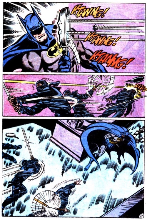 billyarrowsmith:  Jim Aparo is one of the greatest fight sequence artists of all time, several pages, no words needed, just pure kinetic action. Panels are from Batman #431.