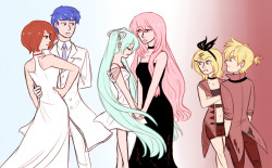 dashingicecream: ok i ended up coloring it (´▽｀) miku n luka stop fuckin’ shit up with ur love  (click pic for full size) 